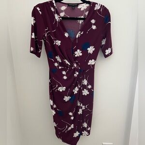 Banana Republic Burgundy Wrap Silhouette Dress XS Petite